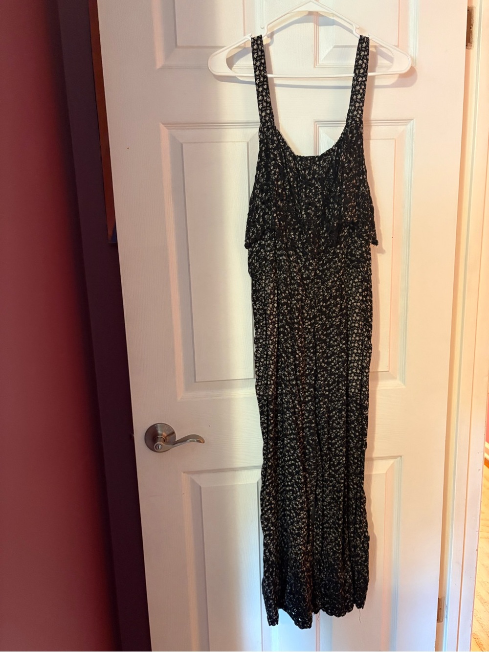 American Eagle black floral jumpsuit